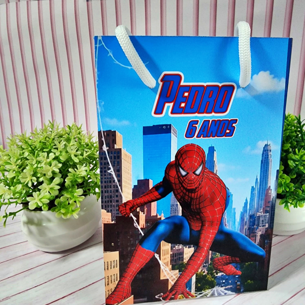 Sacolinha Personalizada Homem Aranha Spider-Man Lembrancinha Festa Infantil Aniversário