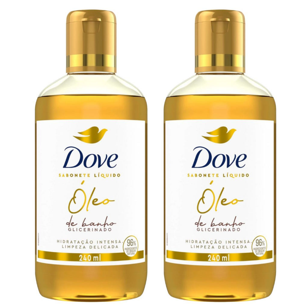 Kit 2 Dove Óleo de Banho Glicerinado Corpo e Rosto 240ml