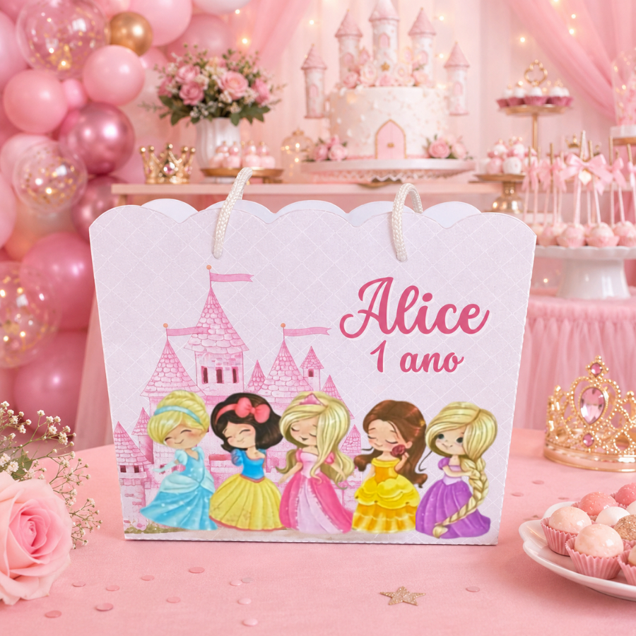 Sacolinha Personalizada Princesas Festa Infantil Criança Surpresa Pegue E Monte