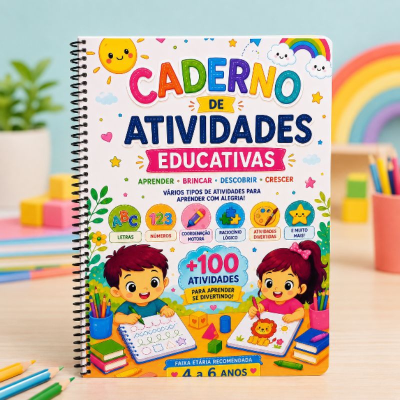 Caderno de Atividades Educativas Infantil 4 a 6 Anos | +100 Atividades | Alfabetização, Números e Coordenação Motora