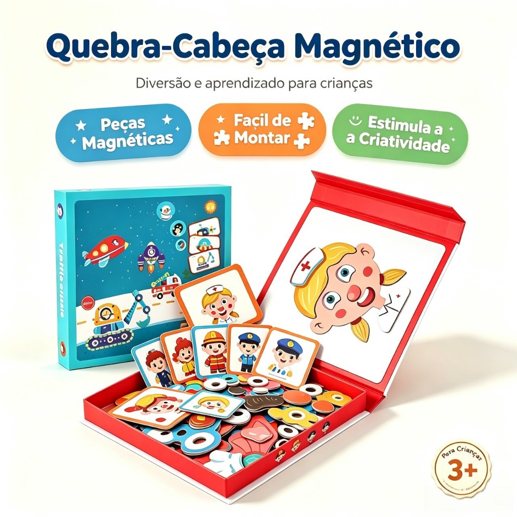 Quebra-Cabeca Magnetico Infantil Brinquedode Vestir Educativo para Criangas