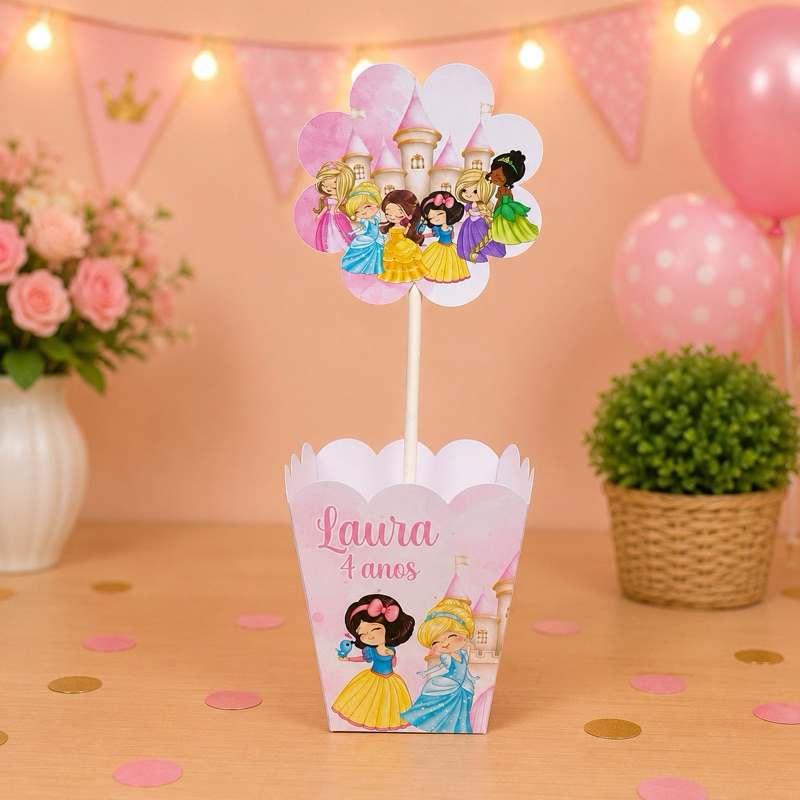 Centro de Mesa Princesas Cute - Monte em casa