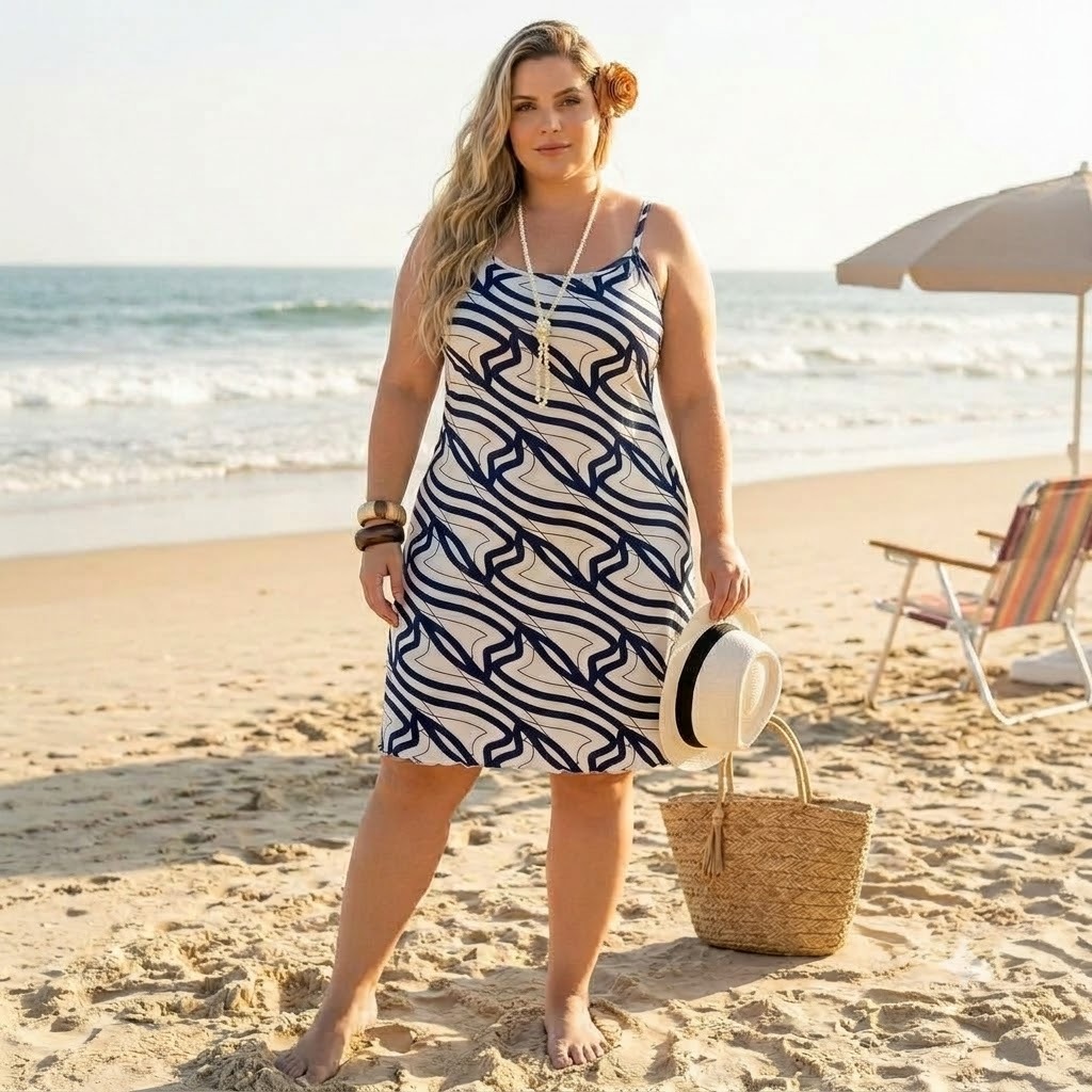 Vestido Regata Estampado Plus Size