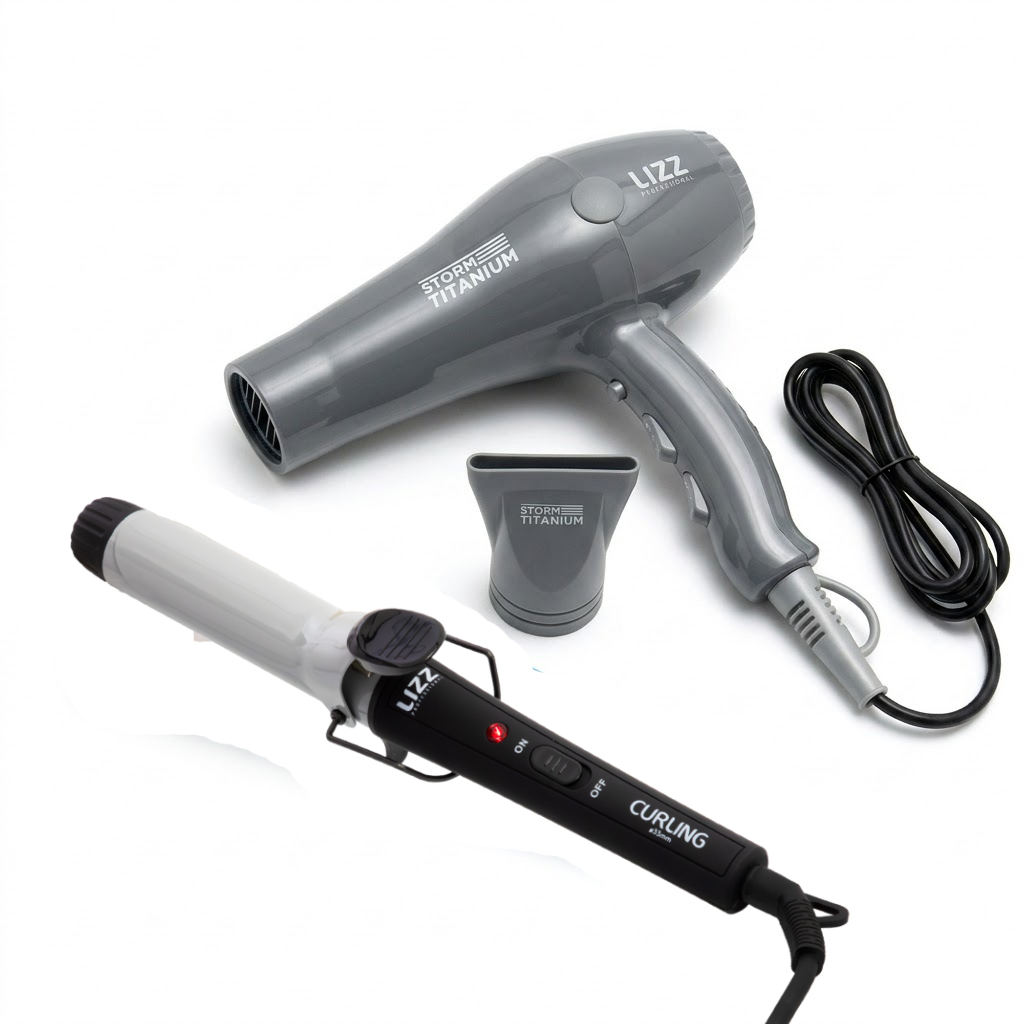 Kit Salão Lizz Pro com Secador Storm Titanium (2150W / 2400W) + Modelador de Cachos Curling 33mm Bivolt