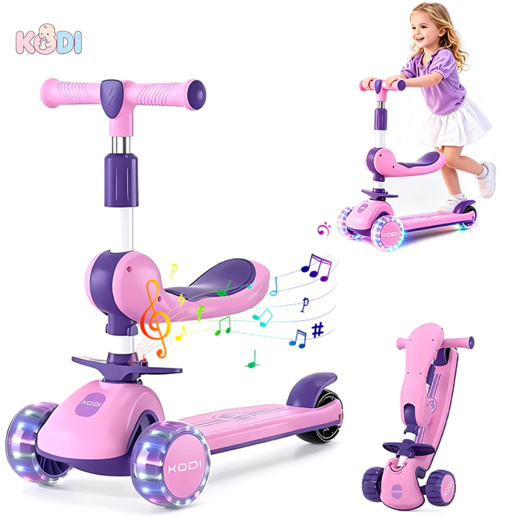 Patinete Infantil com Luz e Som Dobrável, Guidão Regulável Até 60kg -P15