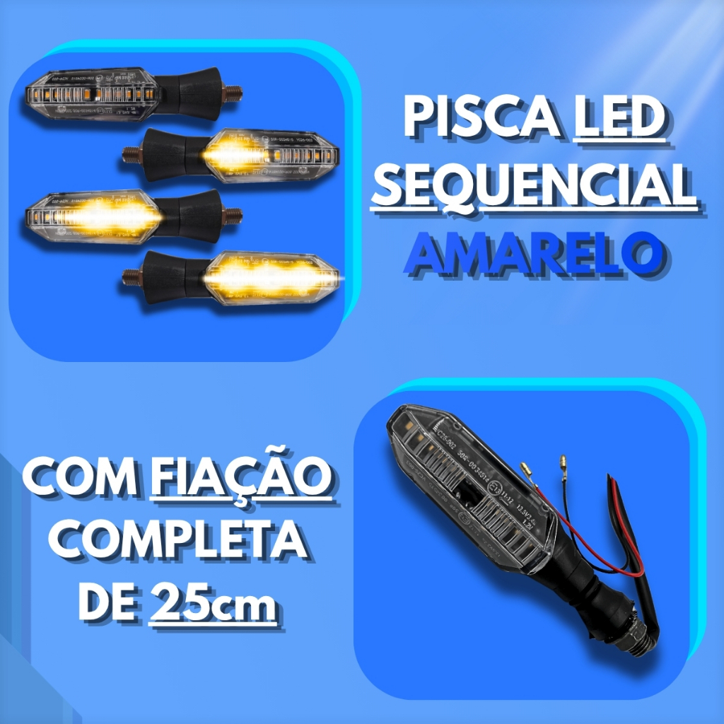 Kit 2 ou 4 Pisca Seta Led Sequencial Modelo Honda Cb 250 Twister Xre 300 Completo — imagem 2 de 2