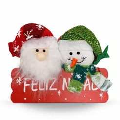 Enfeite de Pendurar Boneco com Placa Feliz Natal Pendente Papai Noel