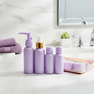 Kit 7 Frasco Pote Creme Shampoo Viagem C Necessaire