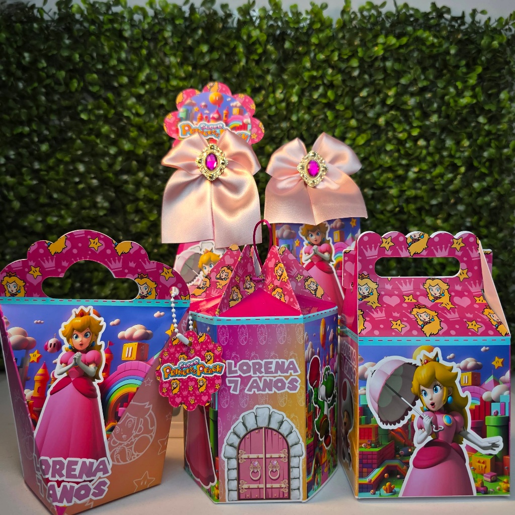 Kit Caixa Montada PRINCESA DO MARIO PRINCESA PEACH - Personalizados - Festa infantil - Aniversário - Lembrancinha