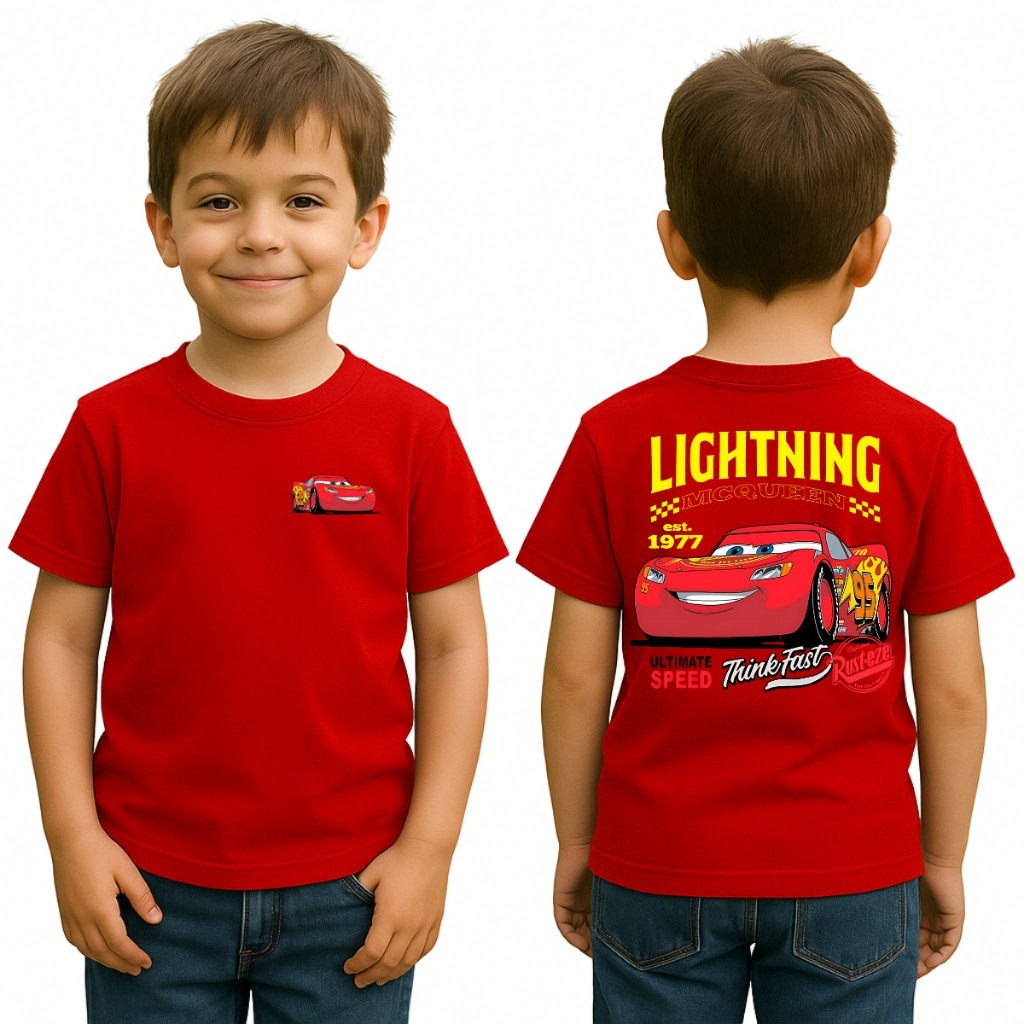Camiseta Infantil Streetwear Relâmpago Mcqueen Camisa Menino Menina Carros Blusa Algodão Premium