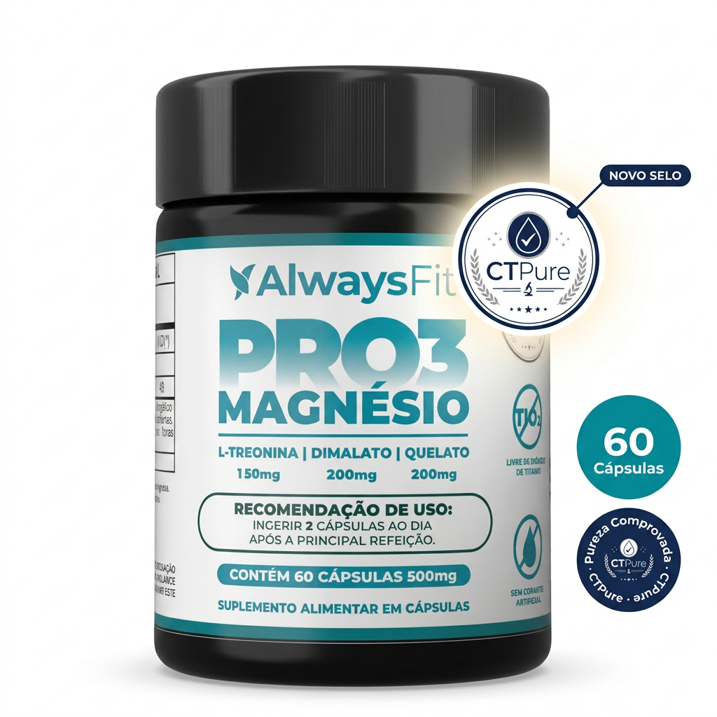 Pro3 Magnésio AlwaysFit  | Magnésio Dimalato + Magnésio Quelato + L-Treonina | 60 Cápsulas
