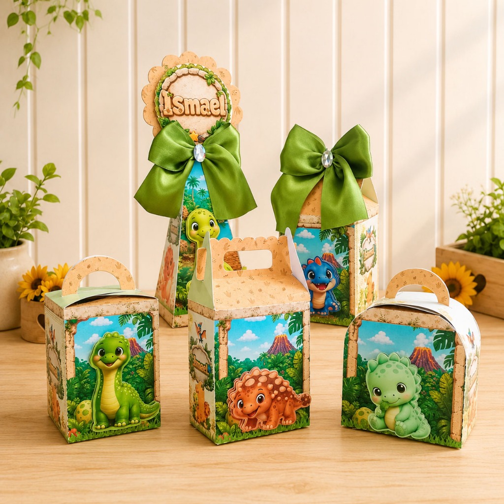 Kit de Caixas Dinossauro Baby Cute | Kit Lembrancinhas Personalizadas |  Aniversário Festa Infantil