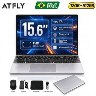 Notebook 15,6" HD 1080 N156 Intel Celeron 12GB RAM 512GB SSD Windows 10 5G LTE Wi-Fi Notebook-ATFLY