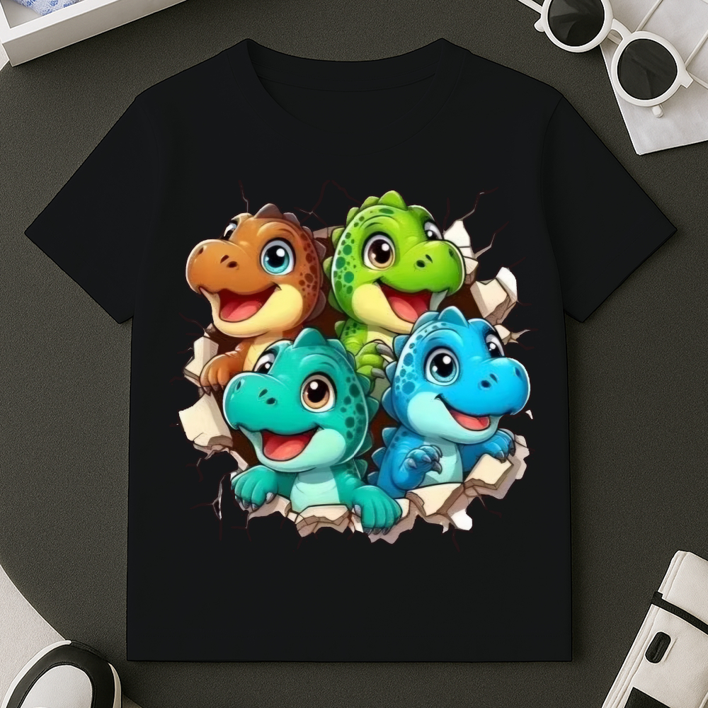Camiseta Estampada Dinossauros Ovos T-shirt Blusa 100% Algodão Premium Masculino Do Tamanho 2 ao GG
