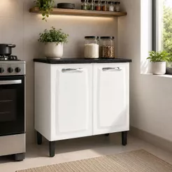 Balcão de Cozinha Itatiaia Aço 2 Portas New Premium Branco Neve