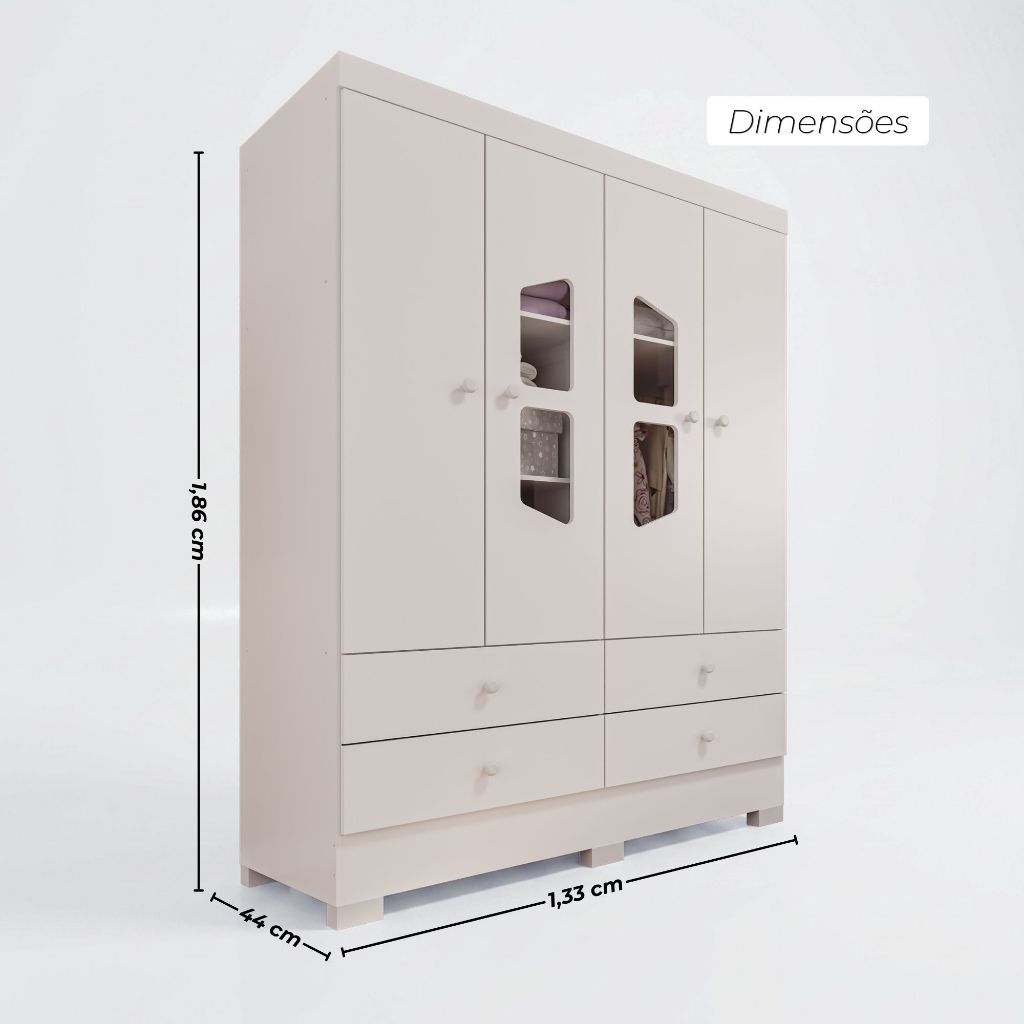 Guarda-Roupas Infantil Diamante New 100% MDF 4 Portas 4 Gavetas · foto 2