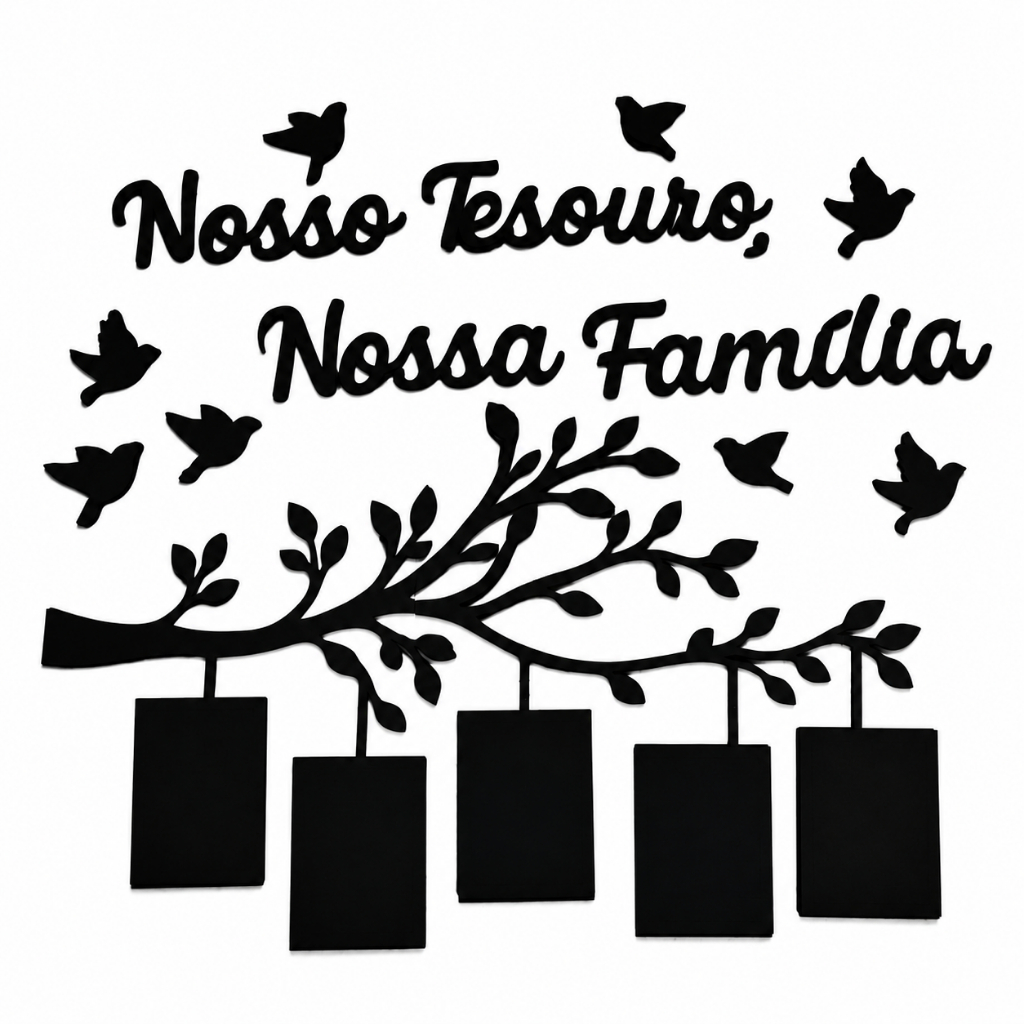 Quadro Árvore da Família Porta Retrato em MDF para Parede | Quadro Decorativo com 5 Fotos