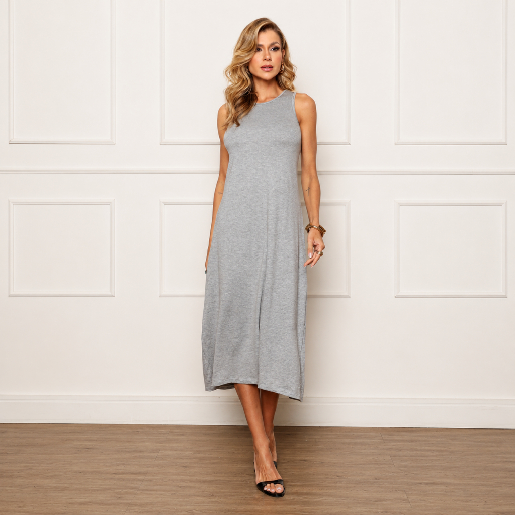 Vestido Longo Casual Basico feminino Mid Viscolycra  Moda Gringa  Vestido Soltinho Verão  plus size