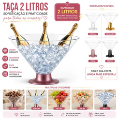Kit 3 Taças Martini Grande - 2 Litros - Taça Para Bebida Taça Para Gelo