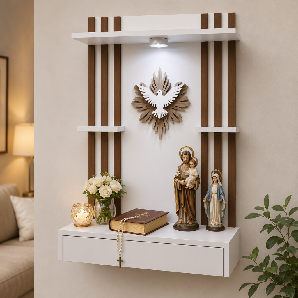 Oratório (com ou sem gaveta) Espírito Santo com Iluminação – 80x54 ou 100x54 cm