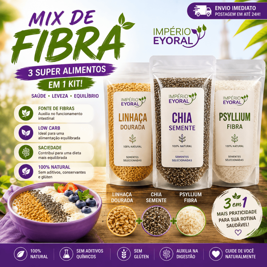 Mix de Sementes Chia, Linhaça e Psyllium