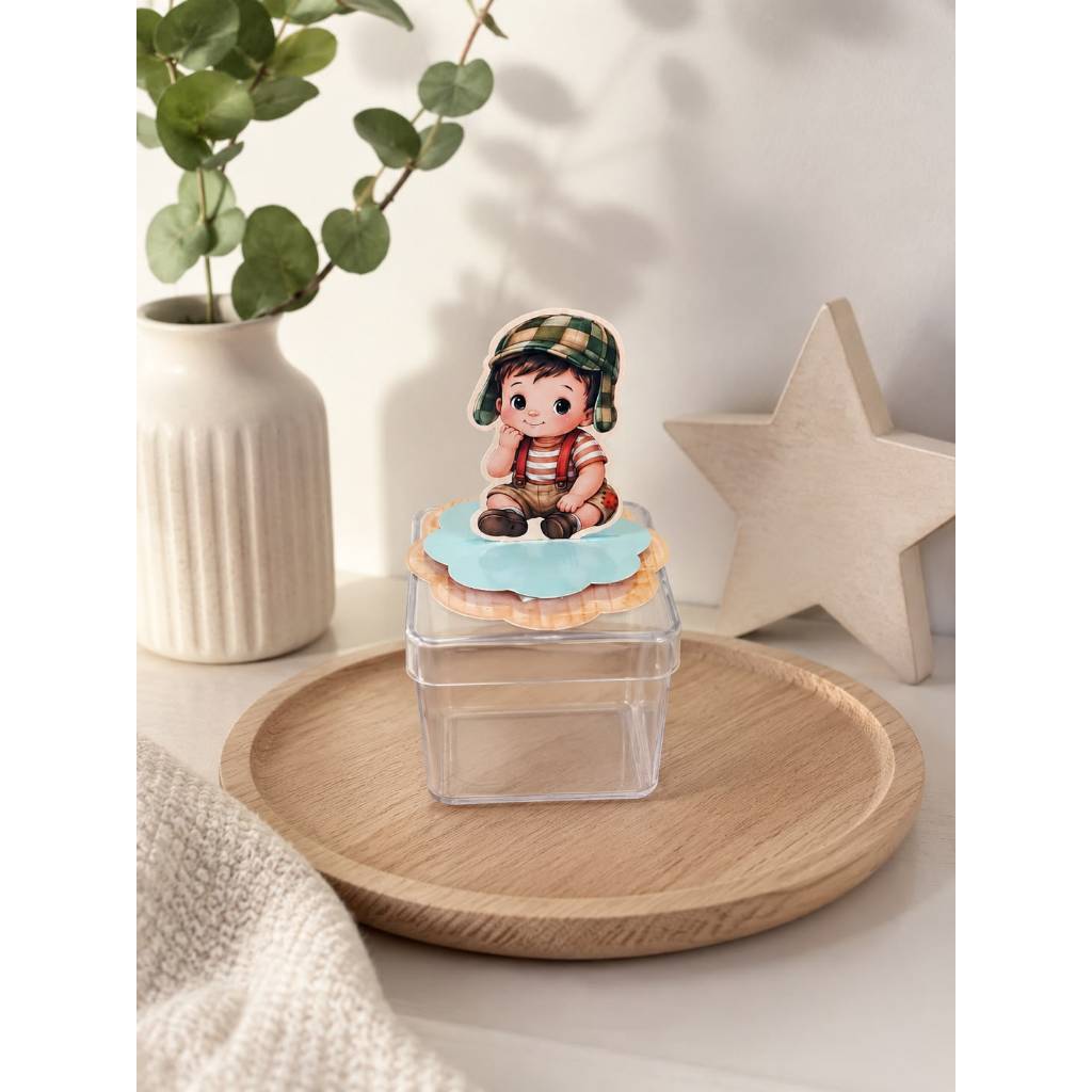 Aplique 3D Personalizado para Caixinha Acrílica 5x5 | Tema Chaves | Papel Fotográfico Premium | Lembrancinha Festa Infan