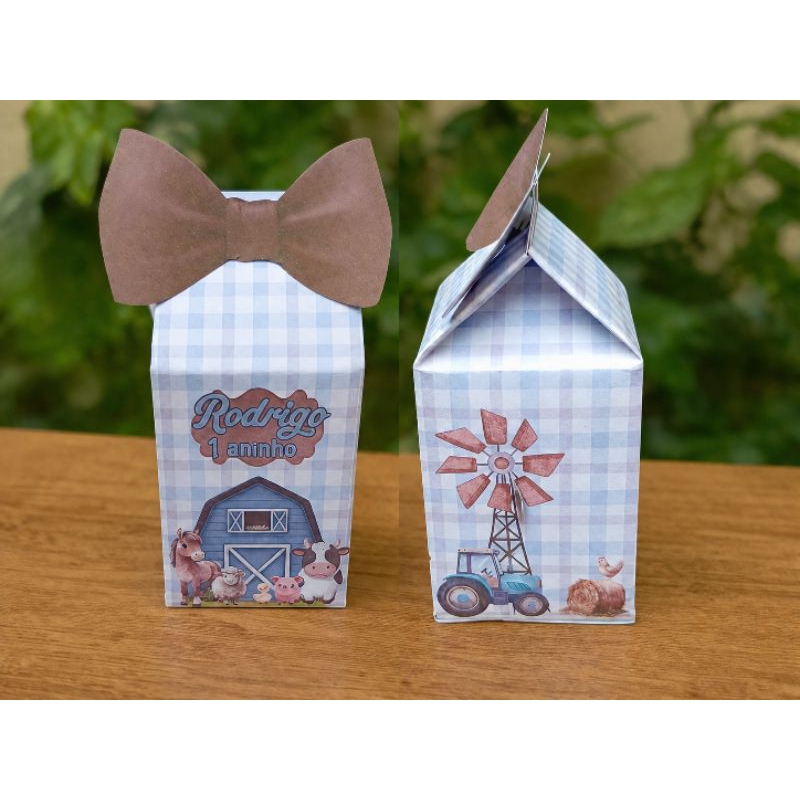 KIT 6 Caixinha Milk FAZENDINHA MENINO Personalizada | Festa Infantil | Lembrancinha | Kit Festa"