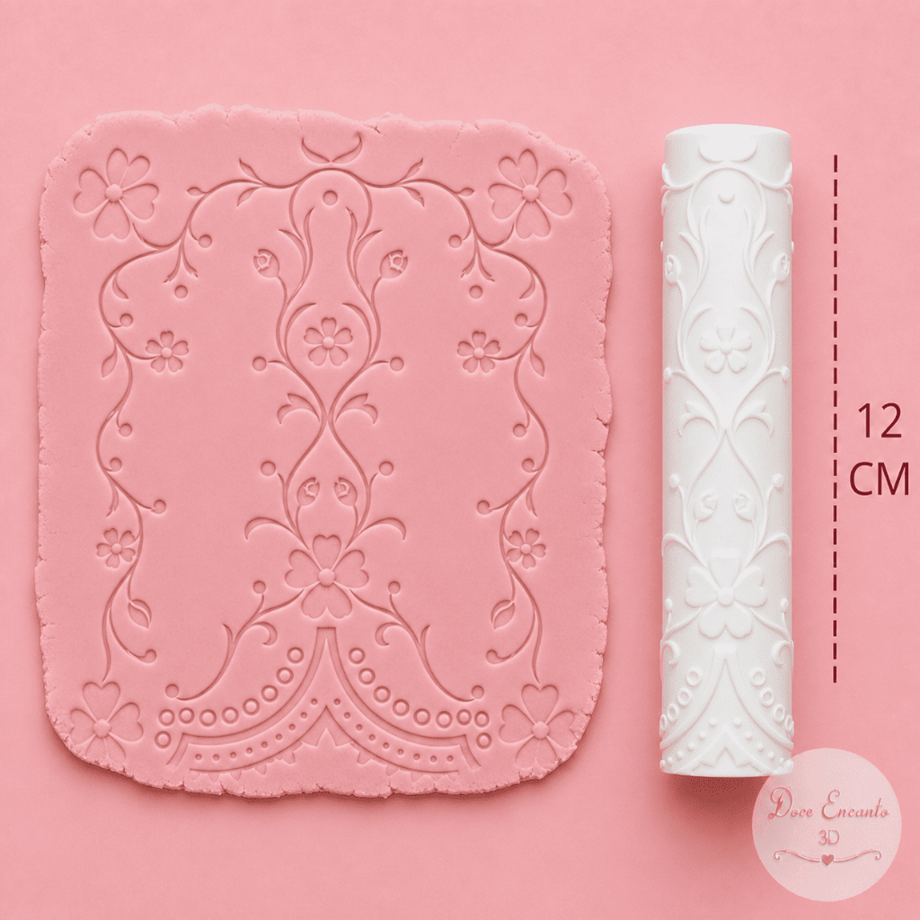 Rolo Texturizador Jardim Encantado 12 cm para Fondant, Biscuit e Pasta Americana