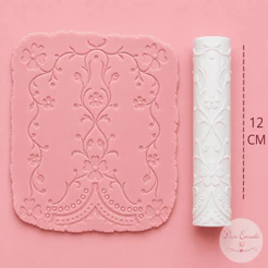 Rolo Texturizador Jardim Encantado 12 cm para Fondant, Biscuit e Pasta Americana