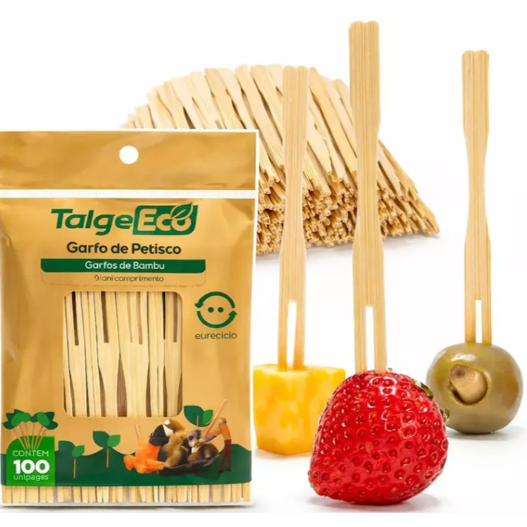 Kit Mini Garfos P/Petisco de Bambu Sustentável C/300, 500, 800 e 1000 Garfinhos Ecológicos Talge