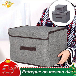 Caixa Organizadora Dobrável com Tampa – Organizador Multiuso para Roupas, Brinquedos e Documentos