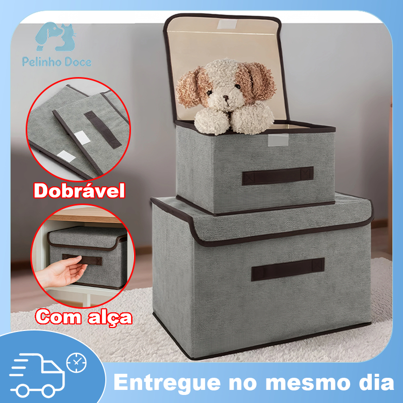 Caixa Organizadora Dobrável Retrátil De Tecido Roupa Objetos Brinquedos Cosmético Presente