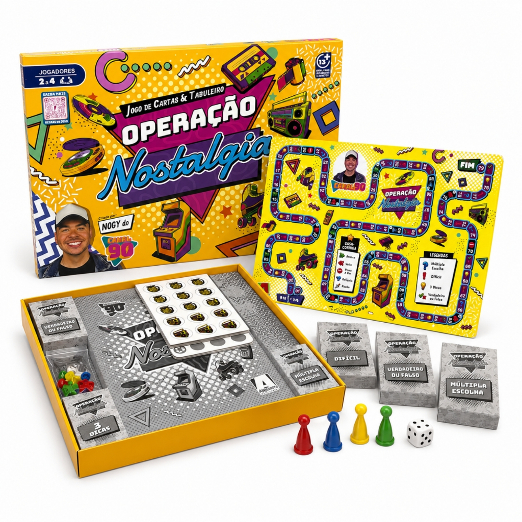 Jogo de Tabuleiro Operação Nostalgia Canal 90 Original 2 a 4 Jogadores 13+ Novo