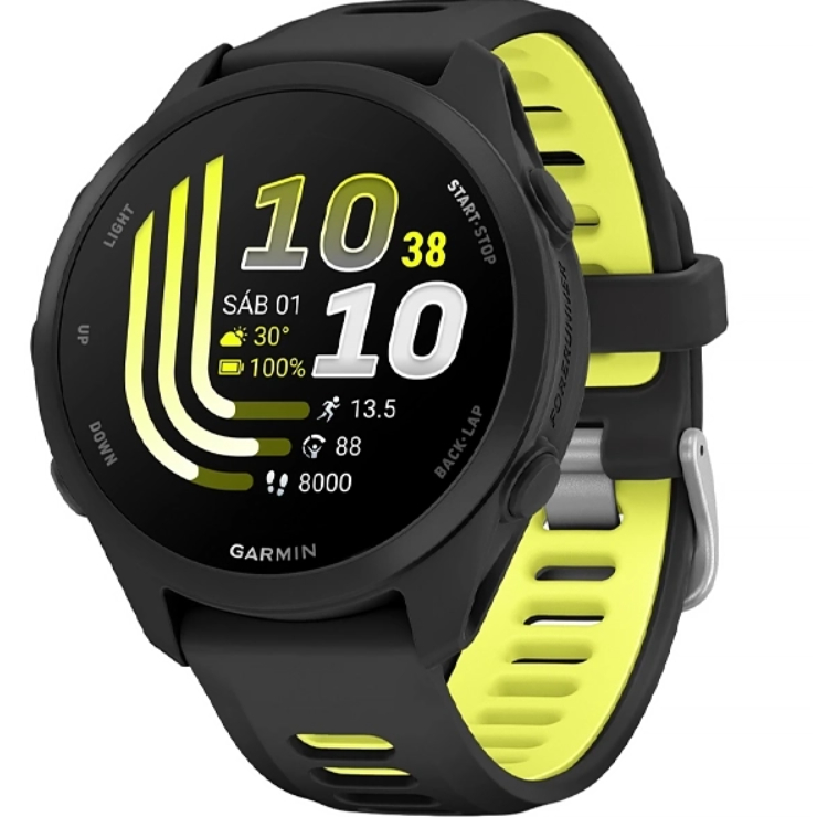 Relógio Garmin Forerunner 170 Basic 43 mm com GPS Bluetooth - PRETO E AMARELO (LANÇAMENTO)