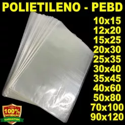 Saco Plástico Transparente PEBD Resistente 1kg | Congele Alimentos | Fácil de Selar| Várias Medidas Espessuras