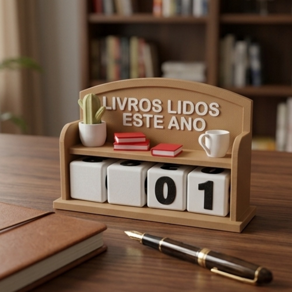 Contador de Livros Lidos 16 cm com Blocos Numéricos para Estante Presente para Leitores