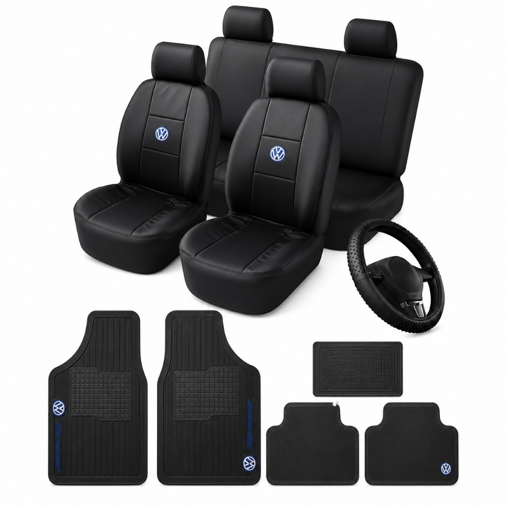 Kit Automotivo Completo em Couro – Capa de Banco + Volante + Tapete + Brinde