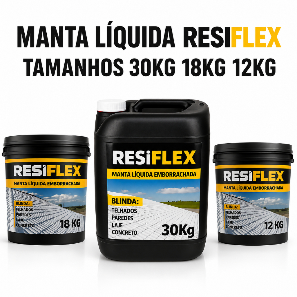 Manta Líquida Emborrachada 30KG - 18KG - 12KG - Selante Impermeabilizante de Telhados Lajes Paredes