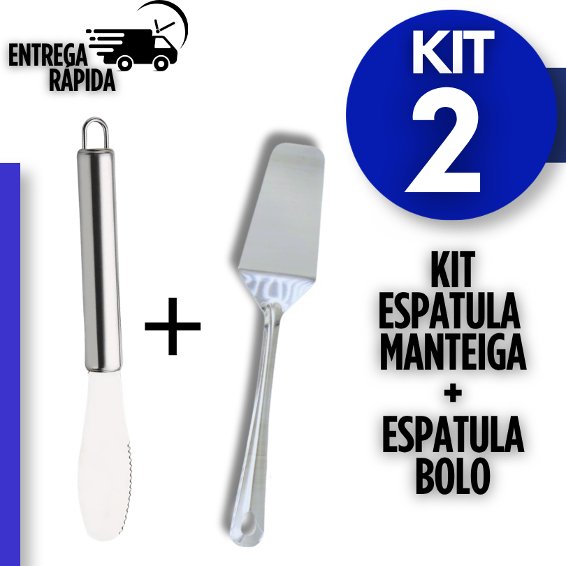 Kit Espátula de Manteiga + Espátula de Bolo Confeitaria Cozinha Utilidades