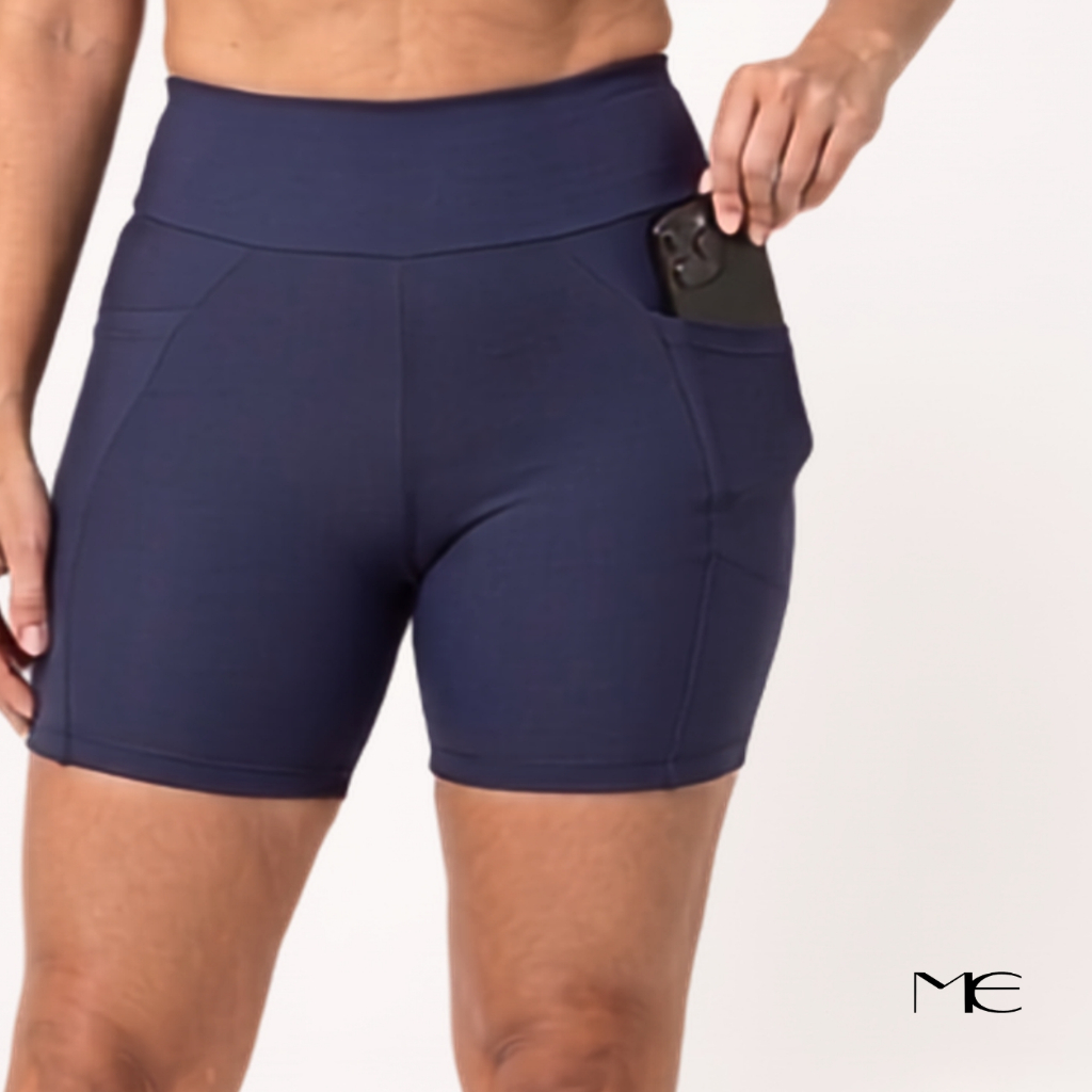 Short Fitness Feminino com Bolso Cintura Alta Academia Caminhada Corrida