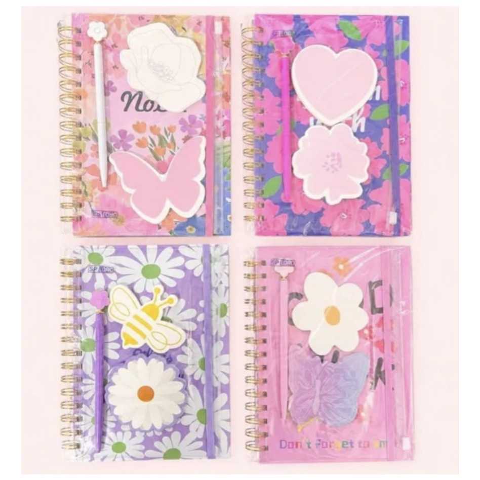 Kit Prático Papelaria | Presente Criativo | Caderno + Caneta + Stick Note | Kit Presente Papelaria Kawaii