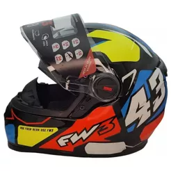 CAPACETE FW3 GTX 43 AMARELO E AZUL 58