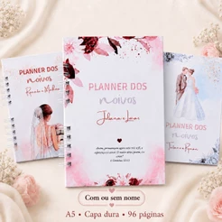 Planner da Noiva Personalizado A5 com ou sem Nome Capa Dura 96 Páginas Organizador de Casamento Presente para Noiva