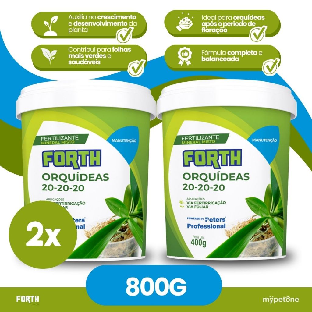 Kit 2 Fertilizante Forth Peters para Orquídeas 20-20-20 - 400 g