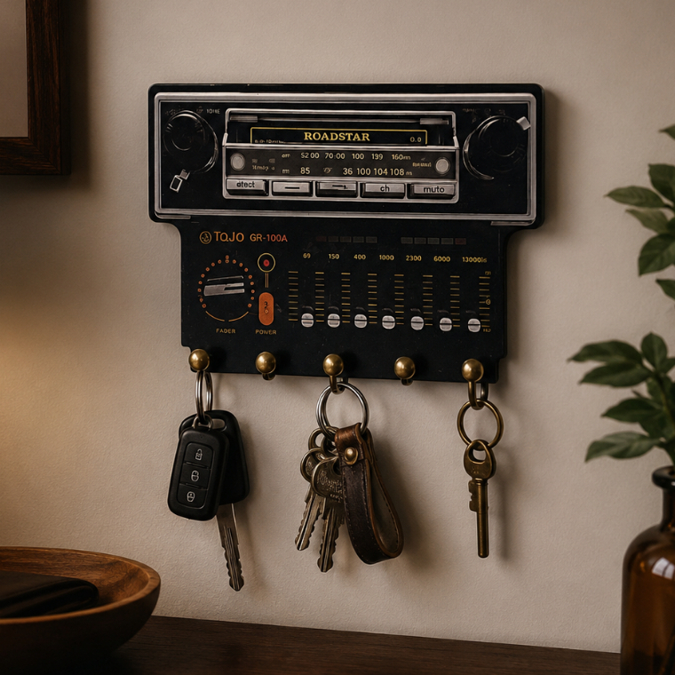 Porta Chaves Rádio Antigo para Parede Decorativo 19x13cm