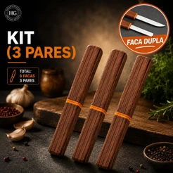 Kit 3 pares Faca de Frutas Faca Cutelo Churrasco Carne de Cozinha Faca para Cortar Churrasco Com Bainha