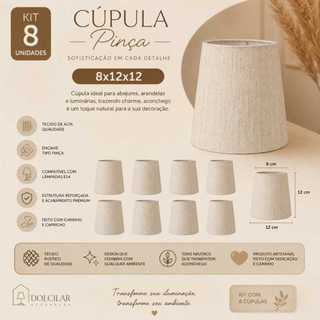 kit 8 unidades cúpulas 8x12x12 modelo pinça para Lustre abajures  luminária Arandela pendentes
