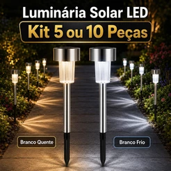 Kit 5/10 Luminária Solar Jardim LED Impermeável Luz Quente Branca Iluminação Externa Quintal Paisagismo
