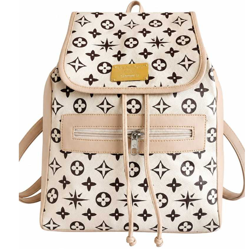 Mochila Feminina Fashion Couro Sintético Impermeável Casual Grande Capacidade Escolar Faculdade