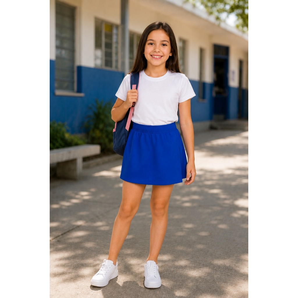 Short Saia Infantil Menina Uniforme Escolar Helanca Shorts